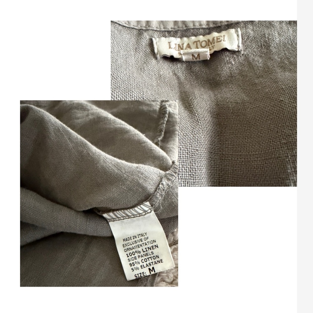 Sleeveless Embellished V-Neck Linen Dress Grey - Picture 3 of 5